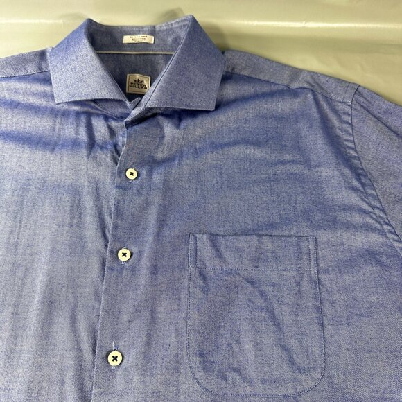 Peter Millar Button Up Shirt Men Chambray Cotton Long Sleeve Work Sport - Picture 4 of 13